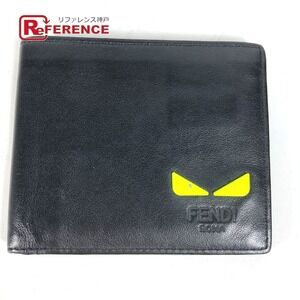 Fendi Monster Bugs Compact Wallet bi fold leather black
